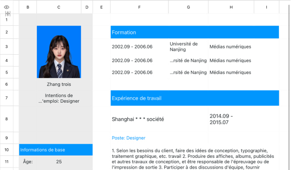CV de recherche d'emploi Designer 1